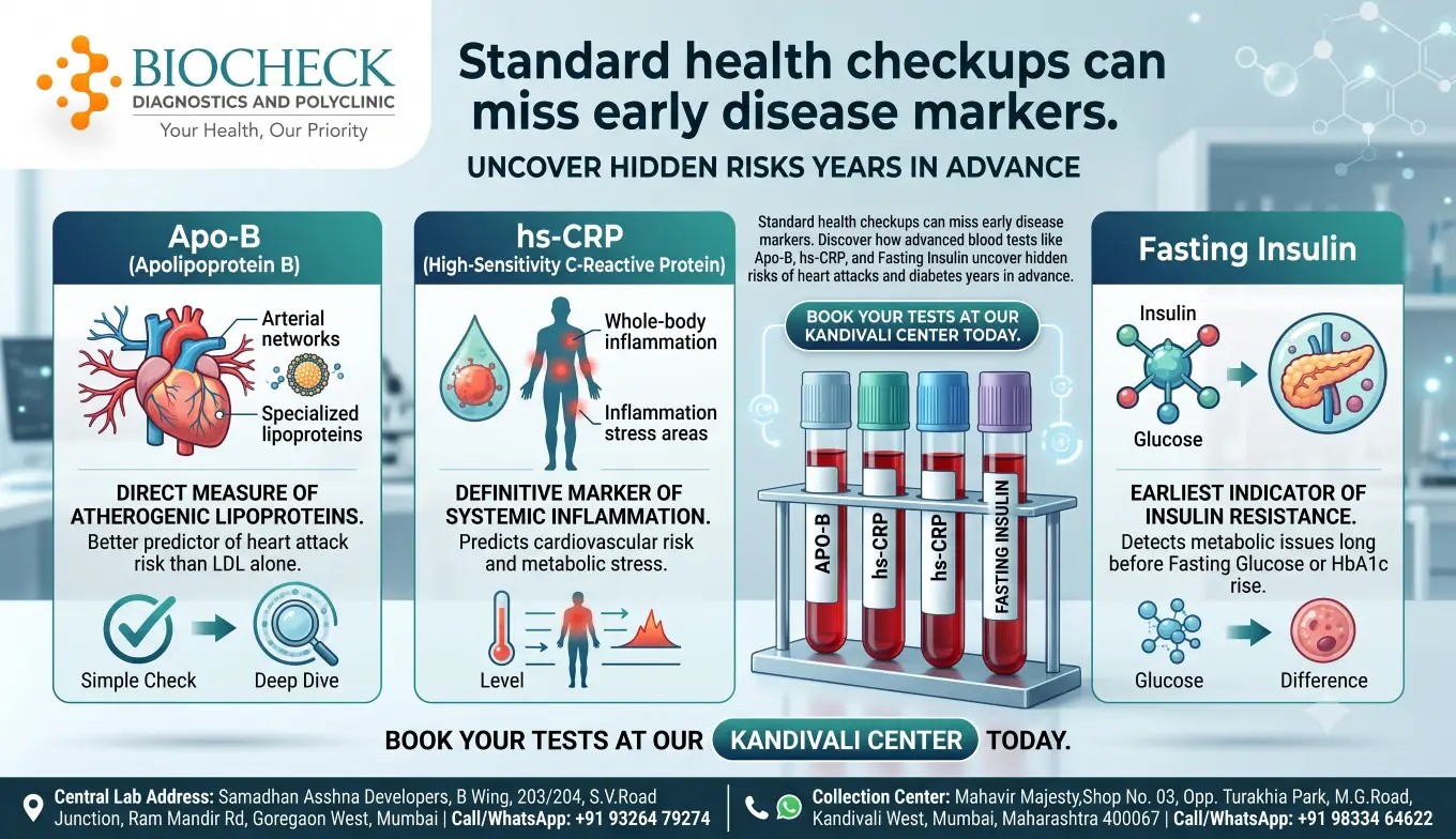 Biocheck Diagnostics And Polyclinic Blogs - Vials of blood ready for advanced testing like Apo-B and Fasting Insulin at Biocheck Diagnostics Kandivali Collection Center.