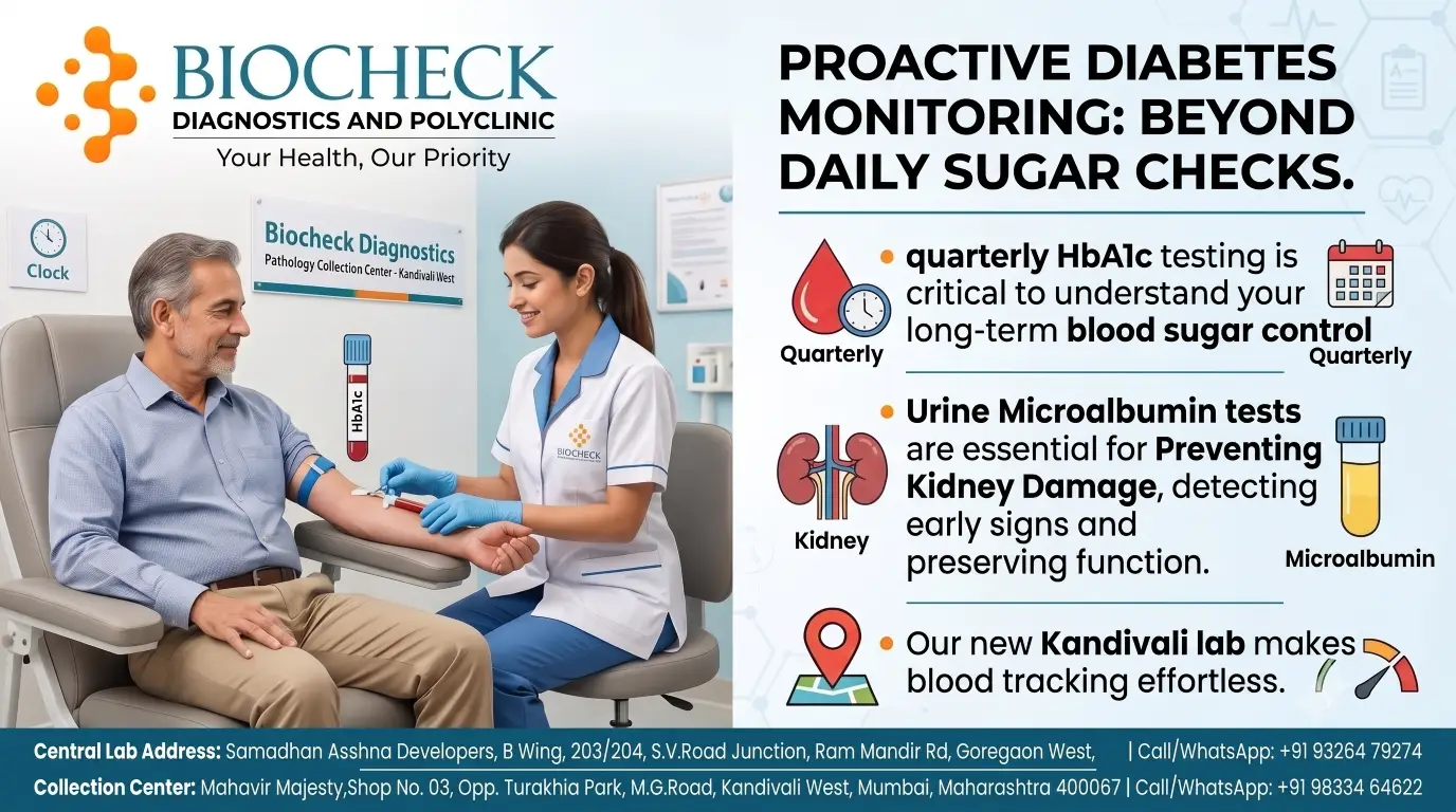 Biocheck Diagnostics And Polyclinic Blogs - A patient receiving a diabetes HbA1c blood test at Biocheck Diagnostics Pathology Collection Center in Kandivali West