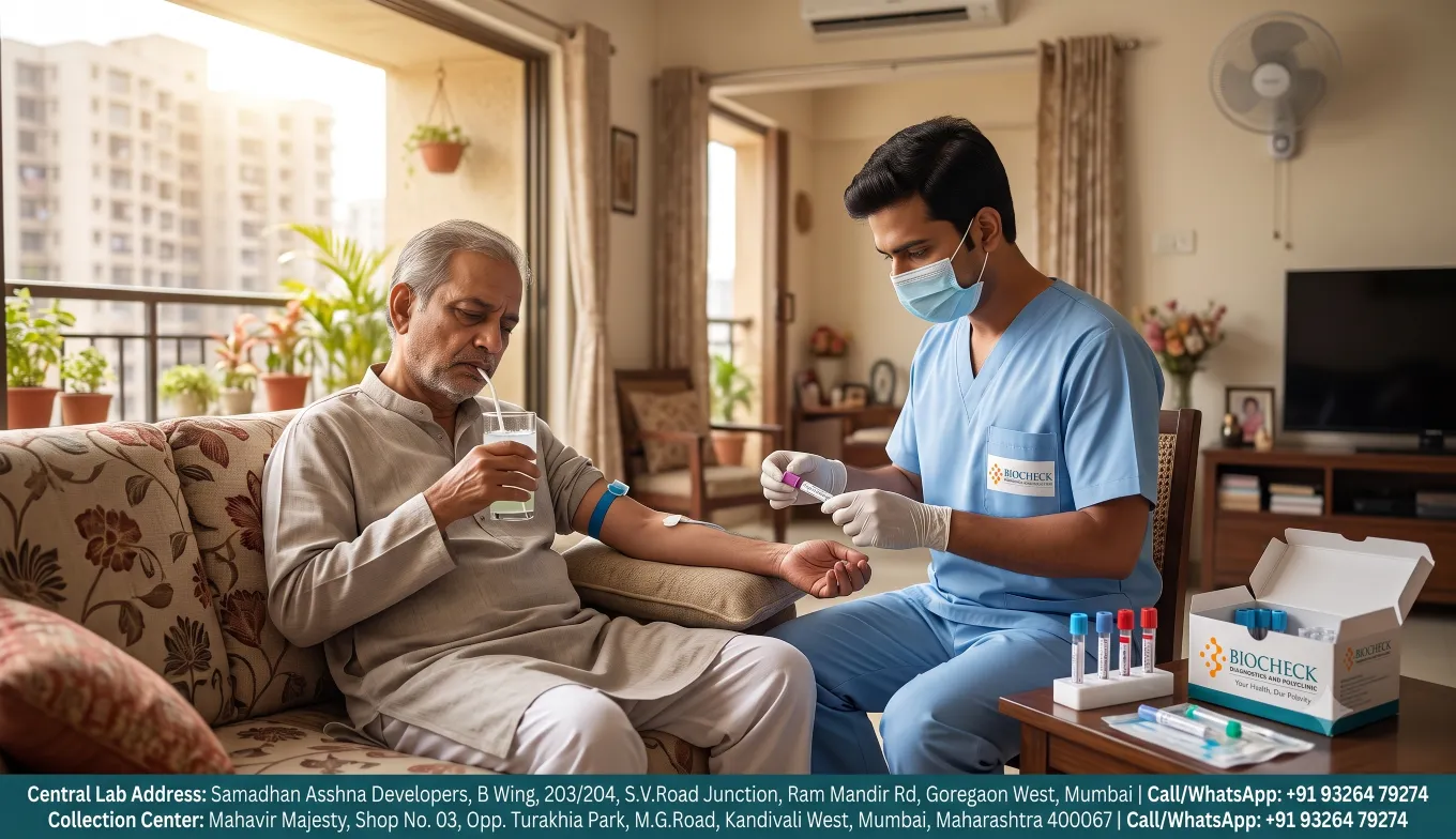 Biocheck Diagnostics And Polyclinic Blogs - A medical professional at Biocheck Diagnostics Kandivali preparing an electrolyte blood test for a patient suffering from Mumbai October heat exhaustion.